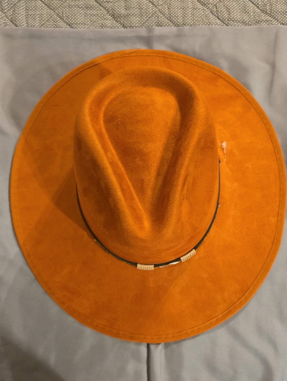 Wide Brim Orange Suede Men's Fedora Hat